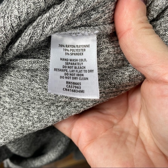 Caslon Rib Crossover Faux Wrap Blouse.  Soft lightweight.  Gray Heather - Picture 11 of 12